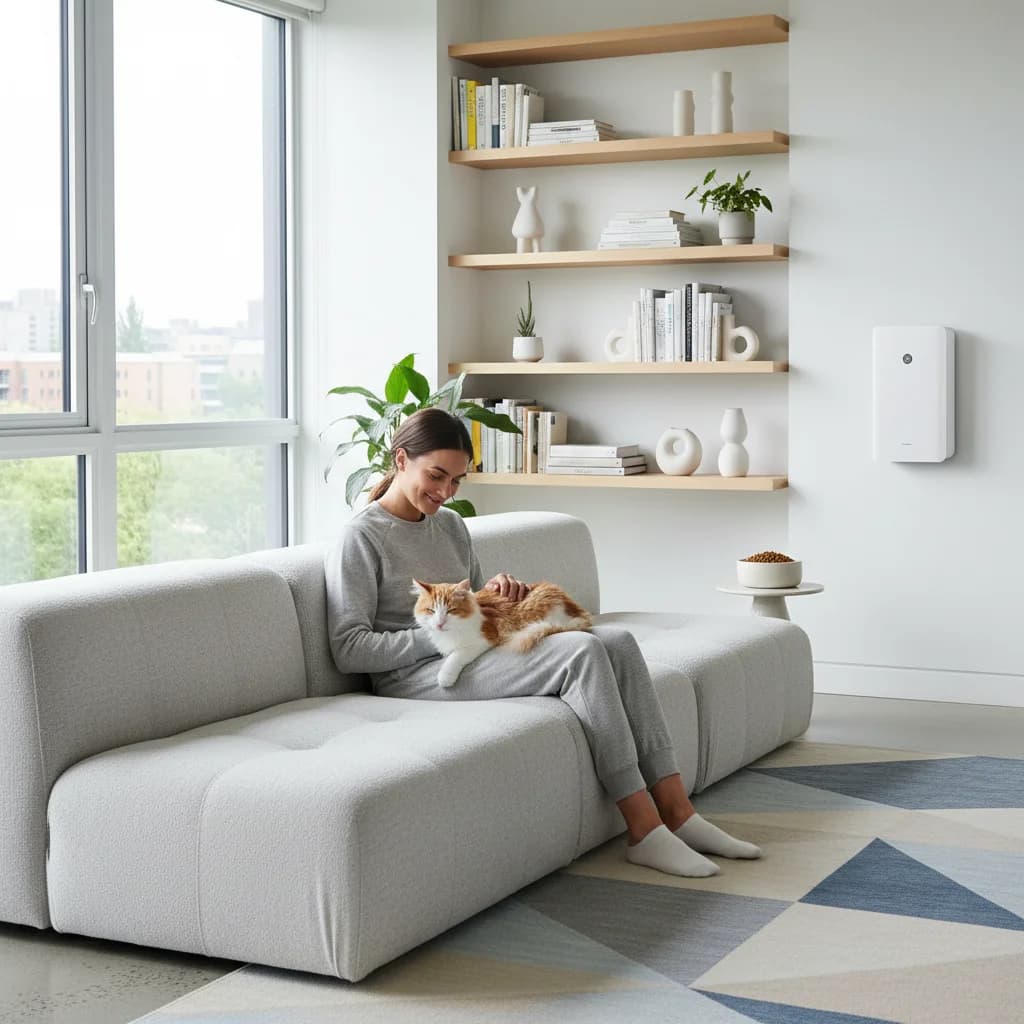 Content cat enjoying clean, odor-free environment