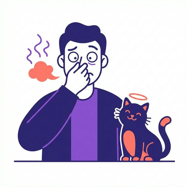 Embarrassed cat owner